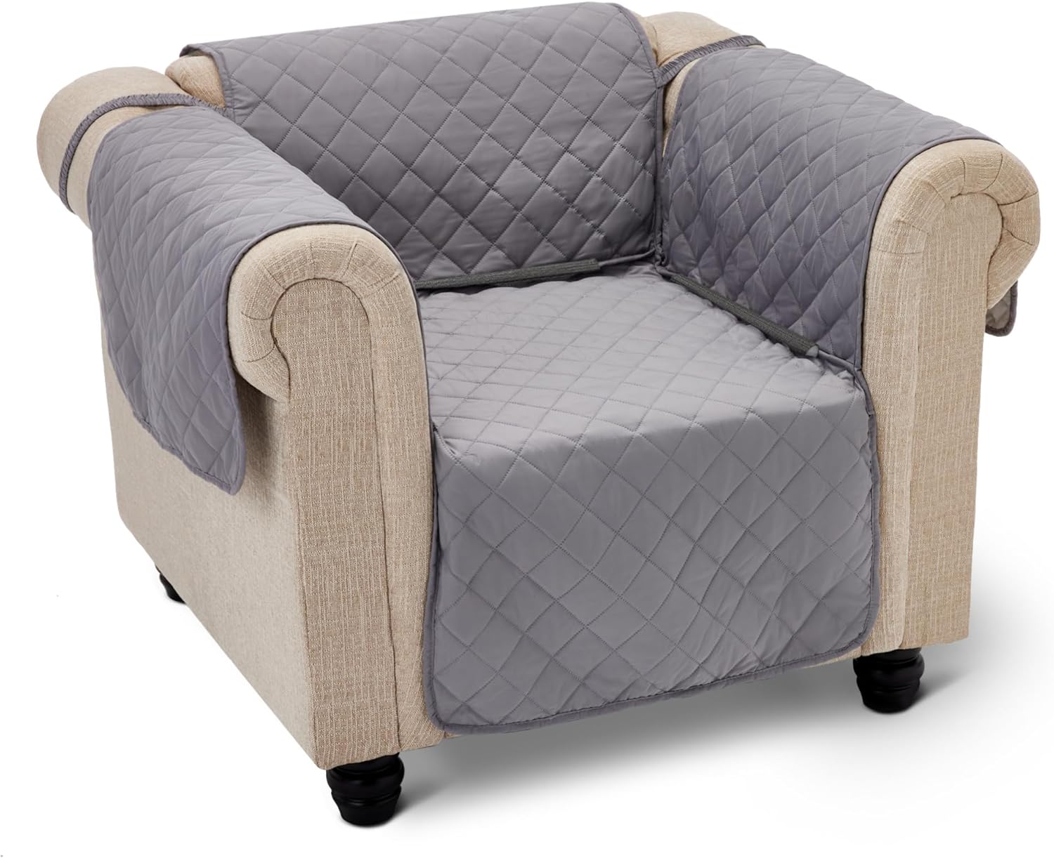 Amazon Basics Stretch Spandex Sofa Slipcover with Elastic Bottom, one seat Sofa, Small, Dark Gray