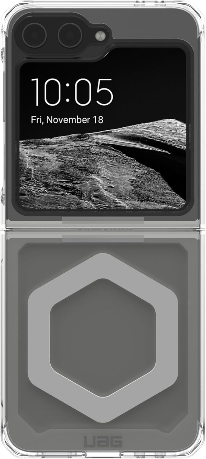 URBAN ARMOR GEAR UAG Compatible with Samsung Galaxy Z Flip 6 Case Plyo Pro Ice/Silver Bundle with Magnetic Ring Stand Black/Black