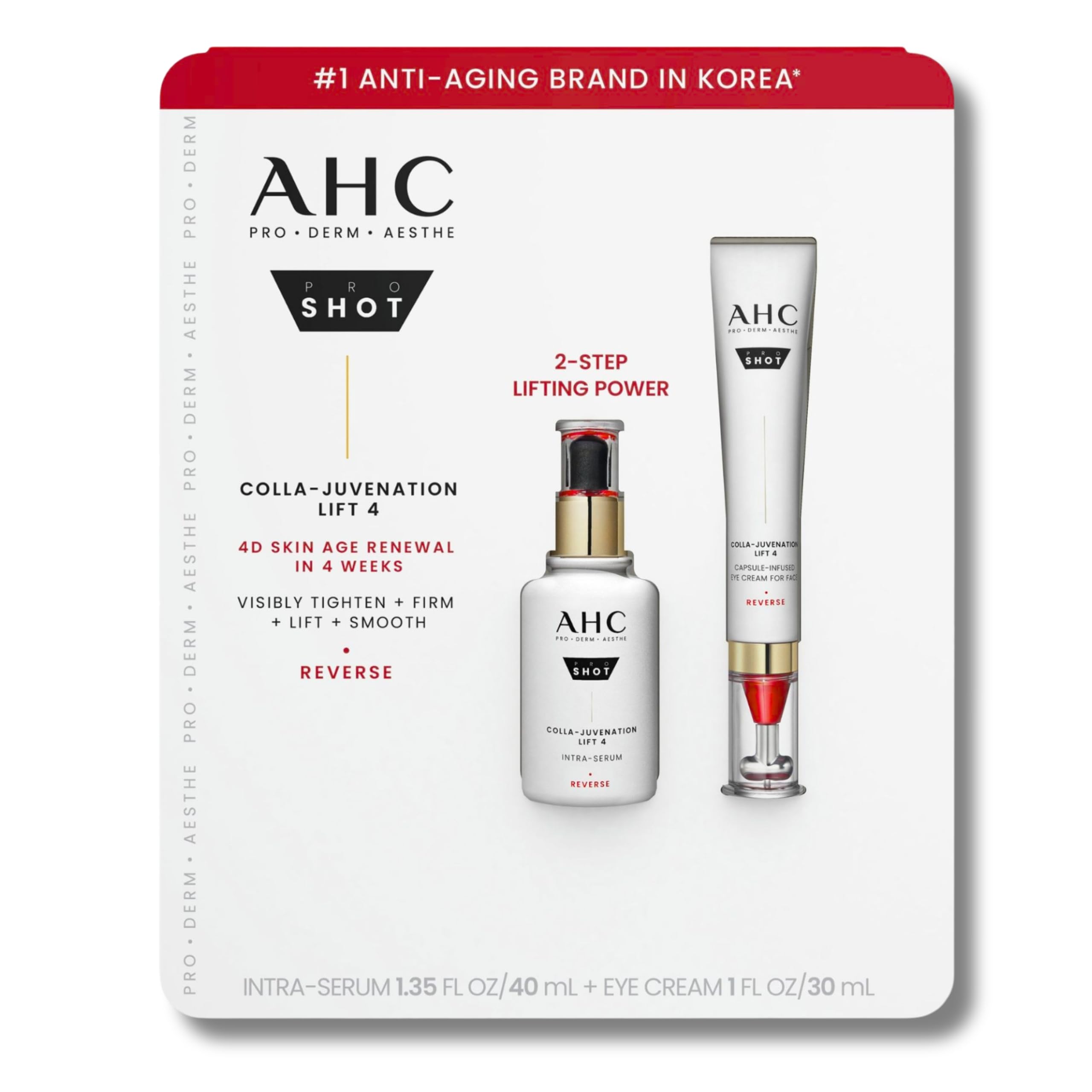 AHC Pro Shot Colla Juvenation Lift 4 Anti Aging Face Serum and Eye Cream Set