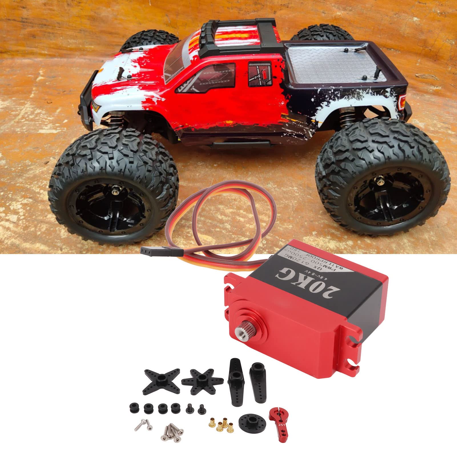 QX‑6120MG Serwo wysokociśnieniowe 8,4 V, 20 kg, wysoki moment obrotowy, serwomechanizm cyfrowy wykonany w całości z metalowej przekładni, do samochodu-robota