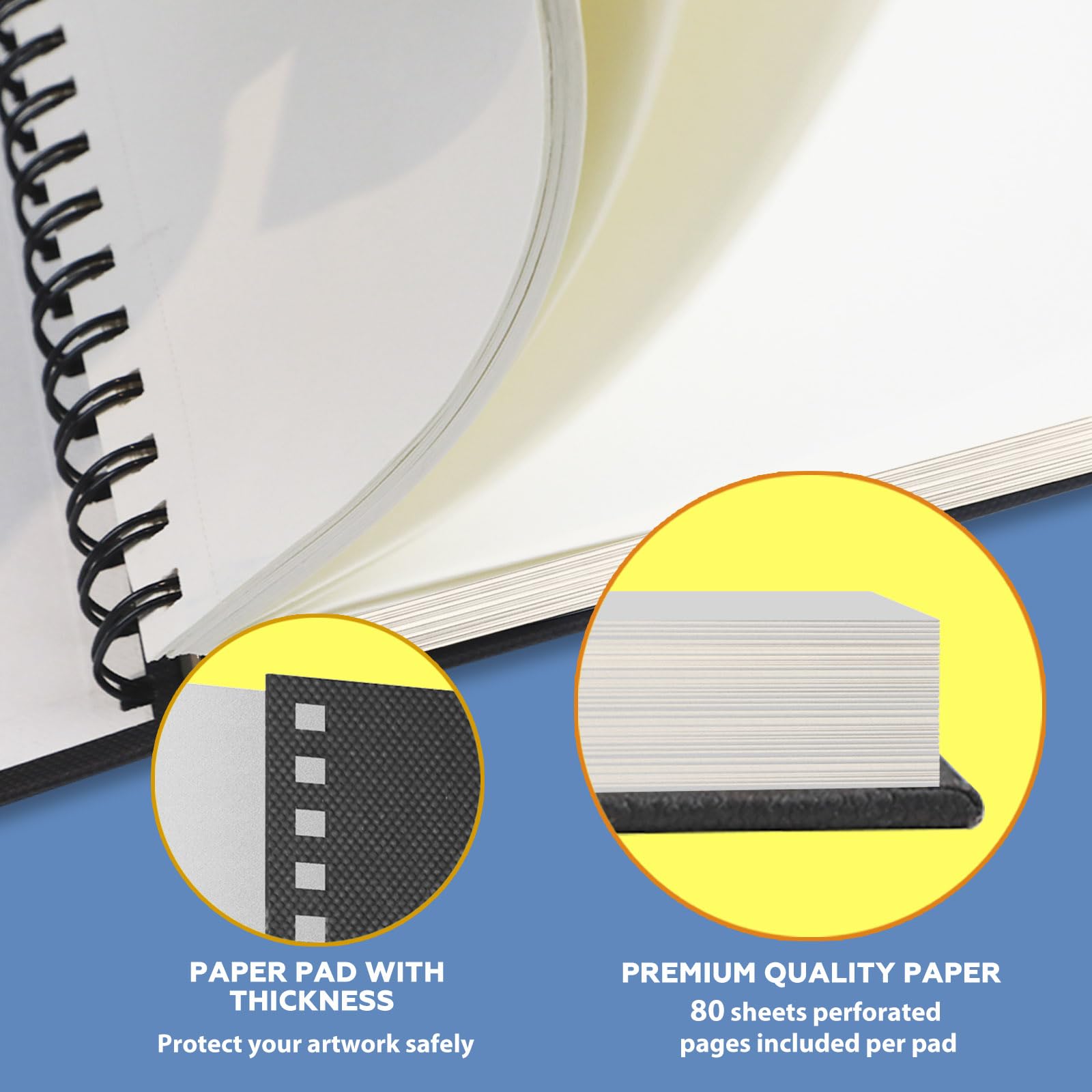 3 Pack Sketchbooks A4 A5, 100gsm Hardcover Spiral Bound Drawing Pad, 240 Sheets/480 Pages Drawing Paper - Image 4