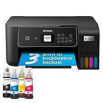 Epson EcoTank ET-2870 Stampante Multifunzione A4, Serbatoi Ricaricabili Alta Capacità, 4 Flaconi Inclusi pari a 3600pag B, N 6500pag Colore, Display LCD
