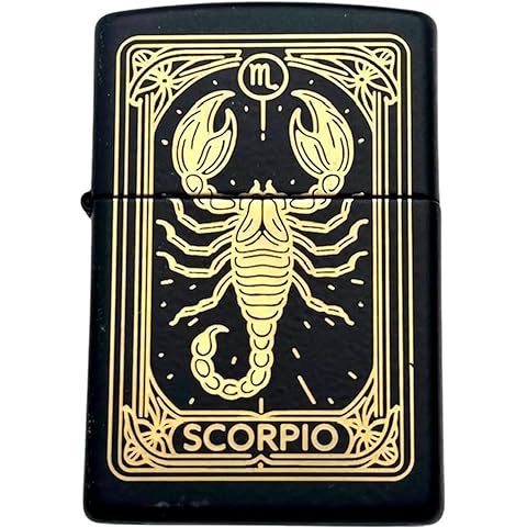 Zippo Lighter - Personalized Custom Message Engraved on Backside Zodiac, Horoscope Signs (Scorpio)