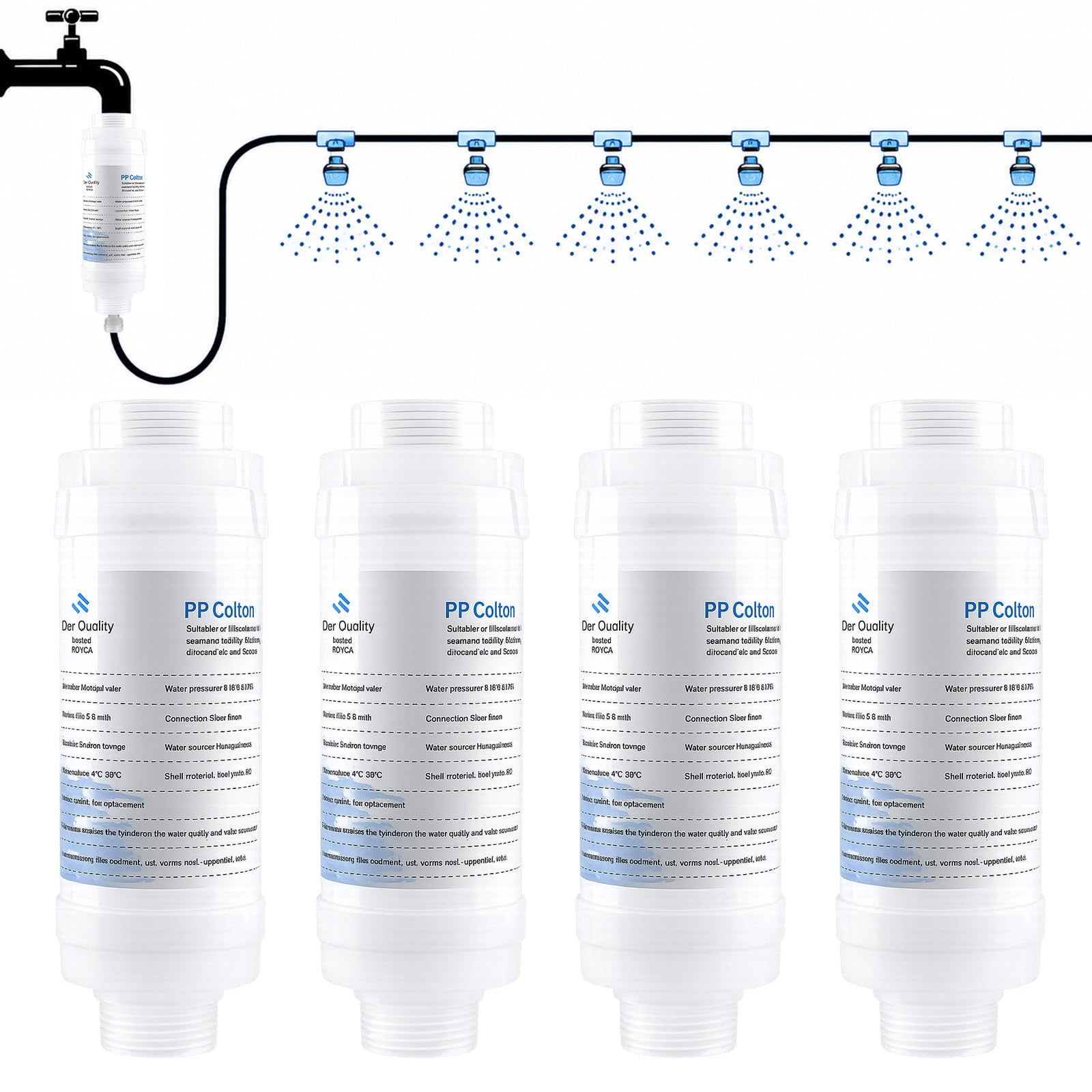 Hydrogarden 4 Pack Water Filter Garden Hose for 3/4" Standard Garden Hose and Faucets, Outdoor Misting System Filter, Preventing Scale Buildup from Clogging Up — image 1