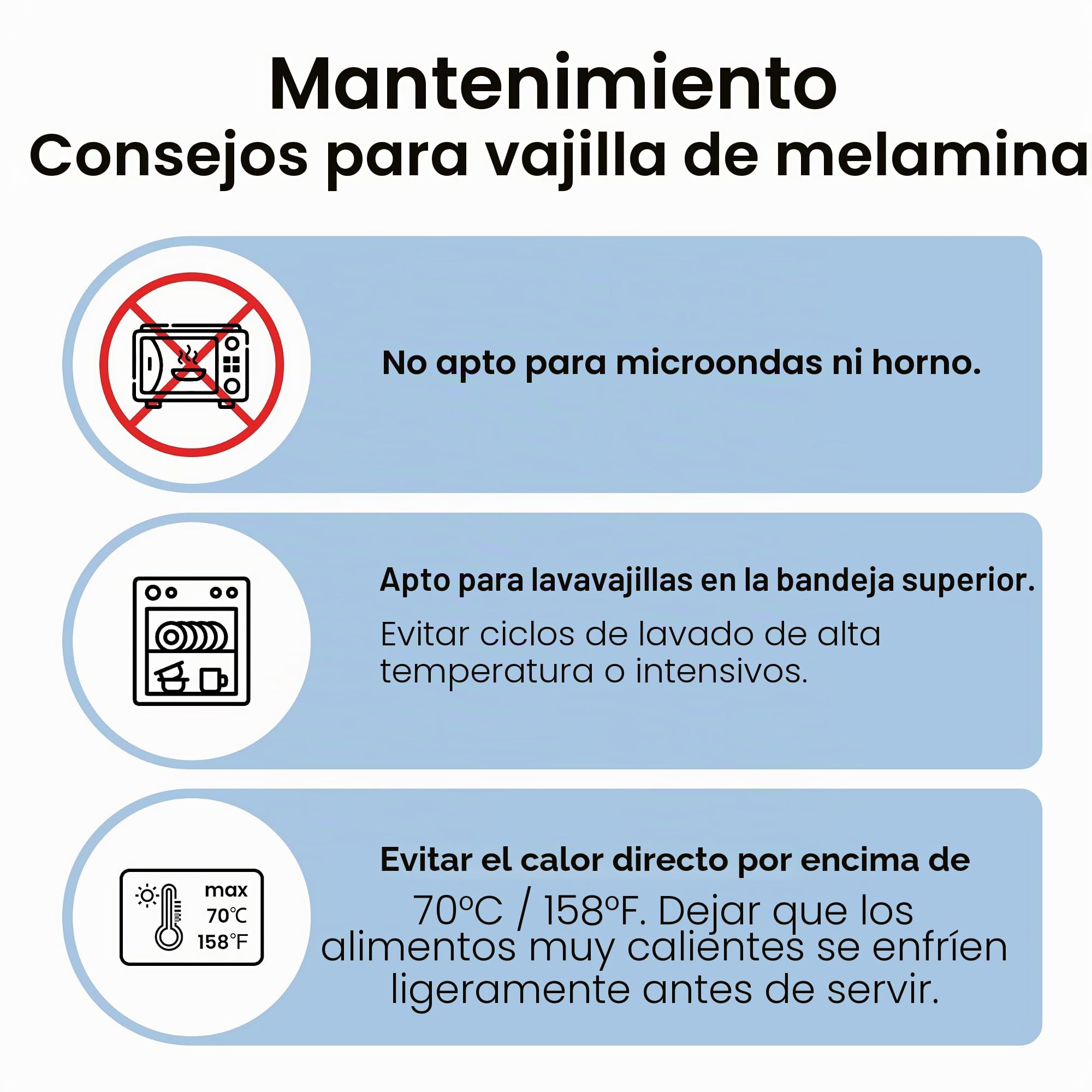 AELS Juego de vajilla de melamina de 18 piezas, ligero, irrompible para uso en interiores y exteriores, sin BPA, apto para lavavajillas, color azul claro