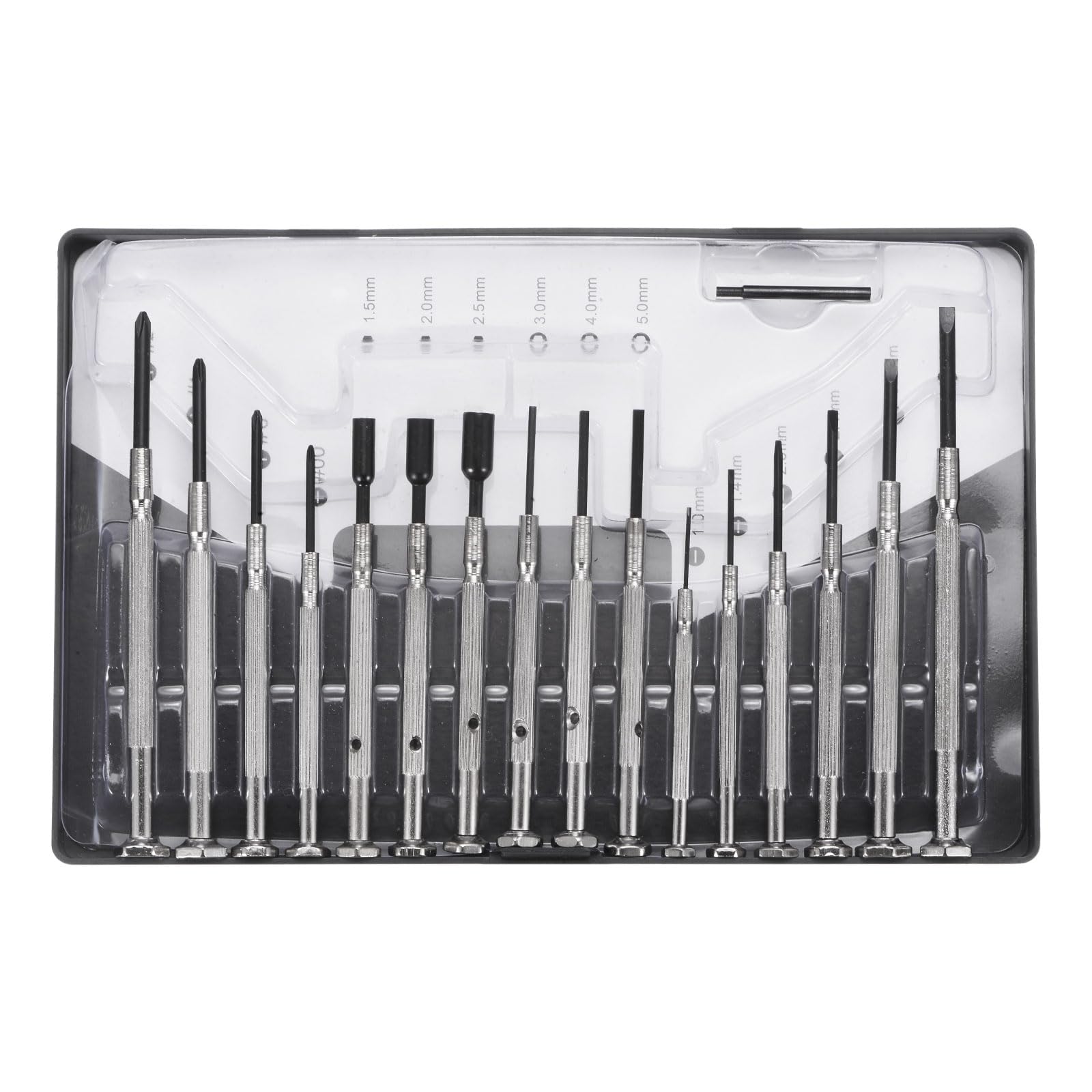 HARFINGTON 16pcs Mini Precision Screwdriver Set SL1-SL3.5 Slotted #0-2-#1-1 Phillips 1.5-2.5 Hex 3.0-5.0 Socket Micro Screw Driver Kit with Rotary Cap