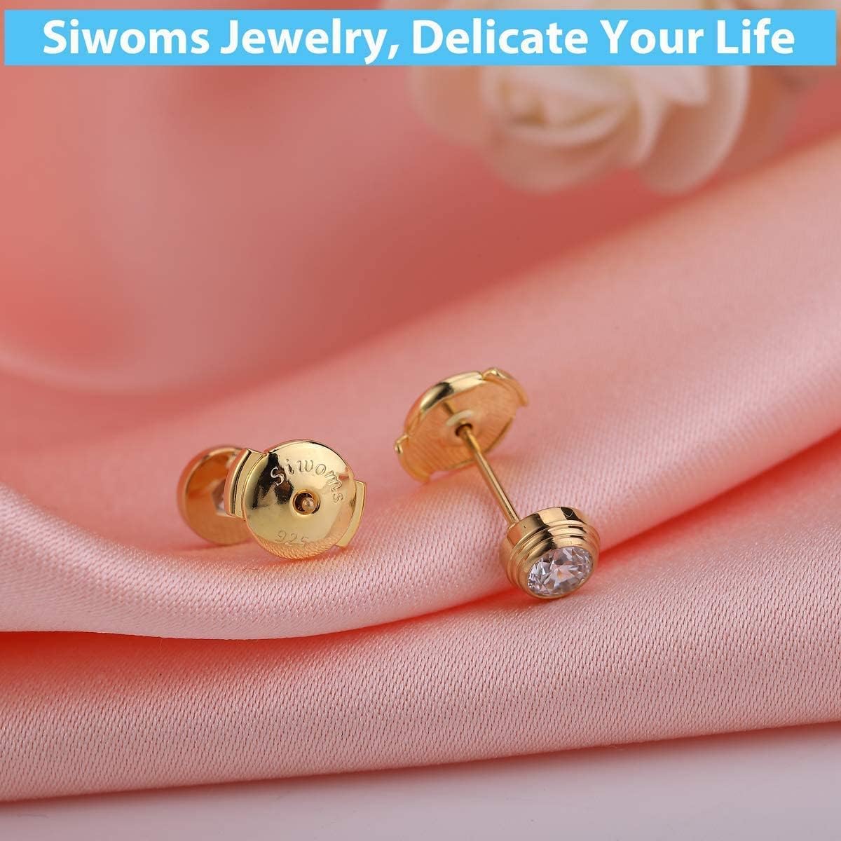 2-Pairs 14K Gold Locking Earring-Back Replacements for Studs, Hypoallergenic 925 Silver Secure Backings (No Fading, Comfort) - Image 3