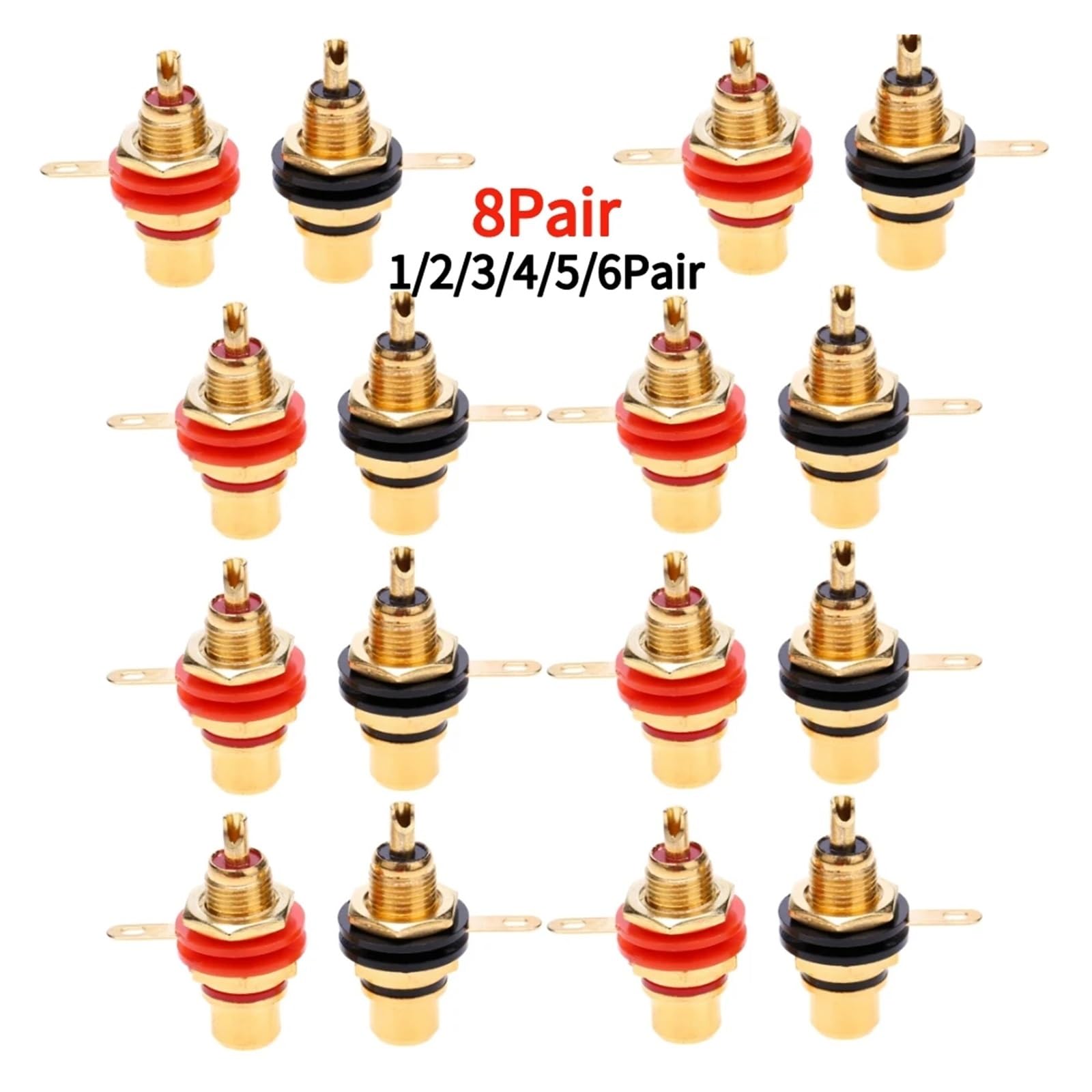 2-16 szt. Adapter do montażu na panelu podwozia stop cynkowy złocenie żeńskie złącze typu jack RCA akcesoria RCA żeńskie gniazdo wtykowe(6Pair)