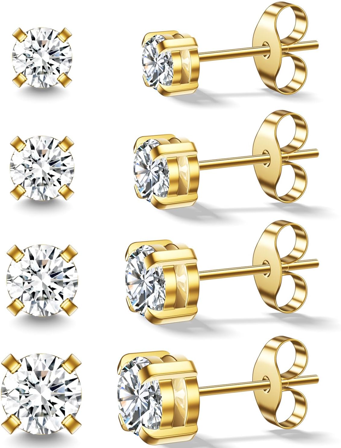 Stud Earrings Set, Stainless Steel Earrings for Ear Stacks