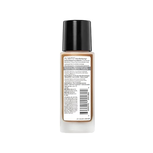 Miniatura 2 de Almay Skin Perfecting Comfort - Base mate, hipoalergénica, libre de crueldad, sin fragancia, maquillaje líquido probado por dermatólogos, caramelo