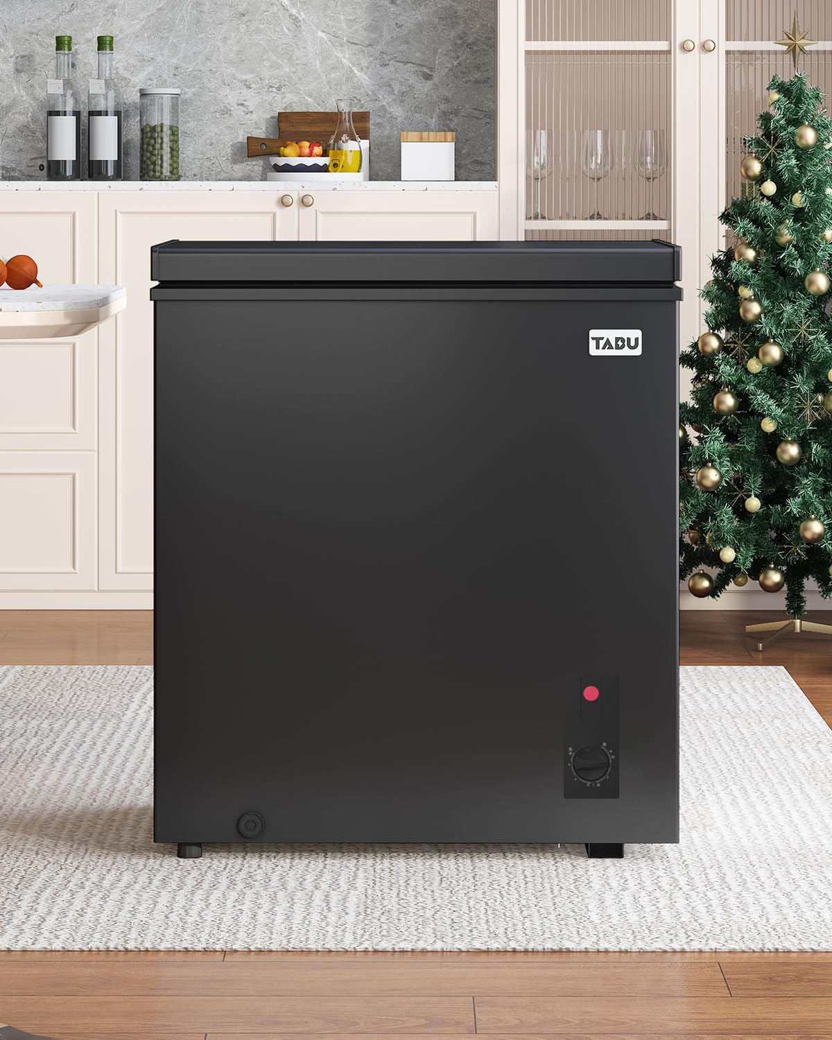 Tabu Chest Freezer, 10.0 Cubic Feet Deep Freezer With Removable Storage Basket, Black Top Open Door Freezer With 7 Level Adjustable Thermostat, Compact Freezer With Top-Opening Door (Black) on Fridge.com - View 2