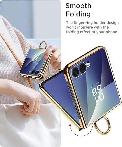 Vista 34 de Miimall Funda de piel compatible con Samsung Galaxy Z Flip 5 5G 2023 con soporte de anillo de metal, [a prueba de golpes y caídas] Funda protectora