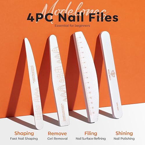 Miniatura 8 de Modelones Limas de uñas y bloques de pulidor de uñas, 4 piezas, tablero de esmeril recortado y en forma de doble cara, grano 100150180 6003000,