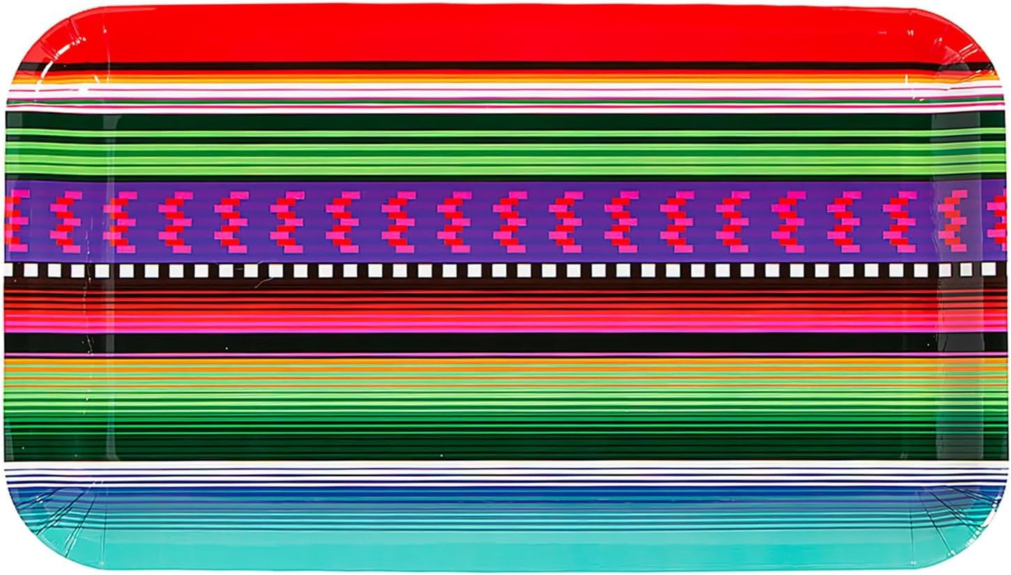 Fun Express Fiesta Serape Paper Trays – Colorful Party Supplies for Cinco de Mayo Mexican-Themed Celebrations & Taco Nights – Perfect for Serving Snacks Treats and More – 3 Pieces