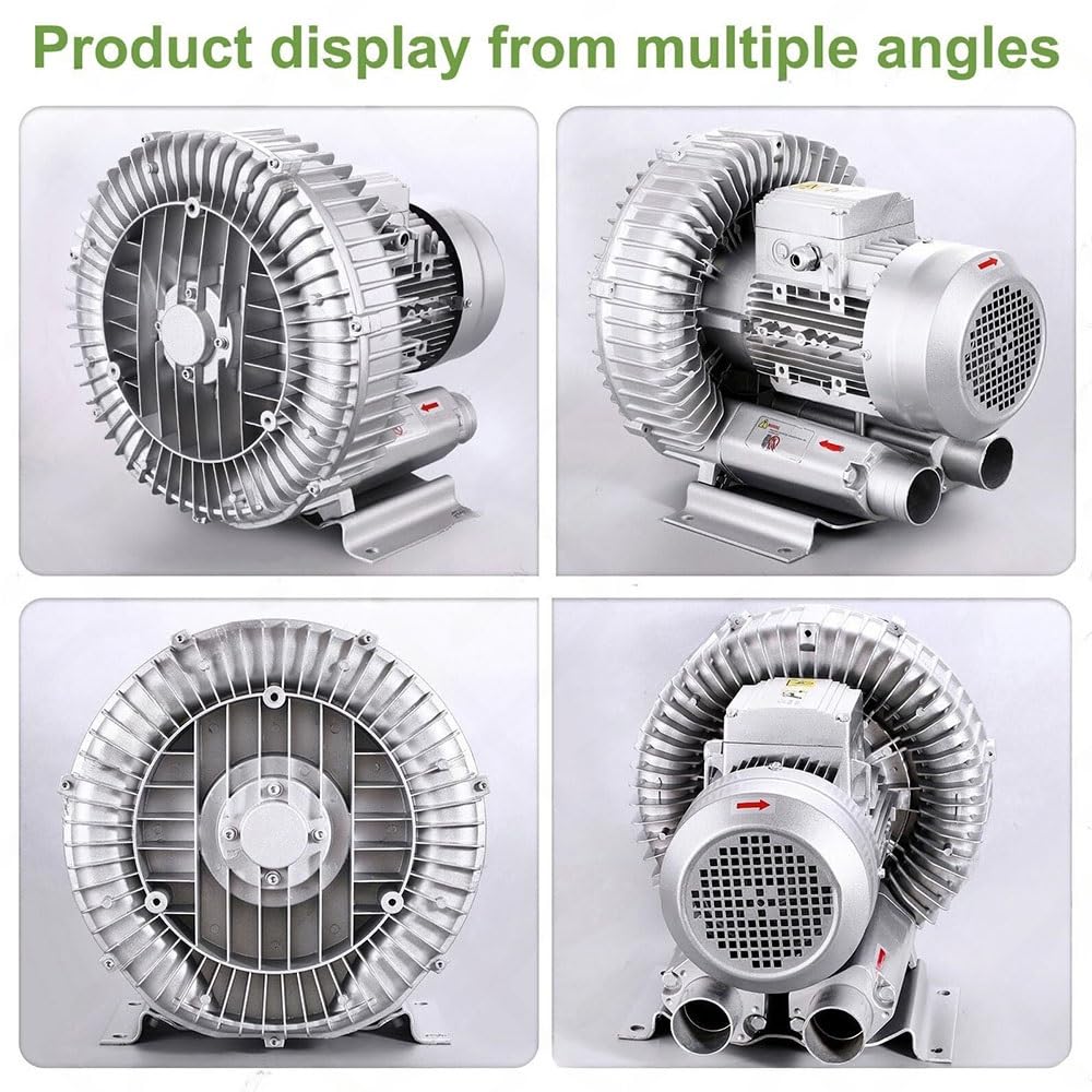 Soplador Regenerativo Sin Aceite De Bajo Ruido Bomba Aire Canal Lateral Monofásica/trifásica For Tratamiento Aguas Residuales Tanques Sépticos Aireación Estanques Ventilación De Fábricas(1.1kw/380v)