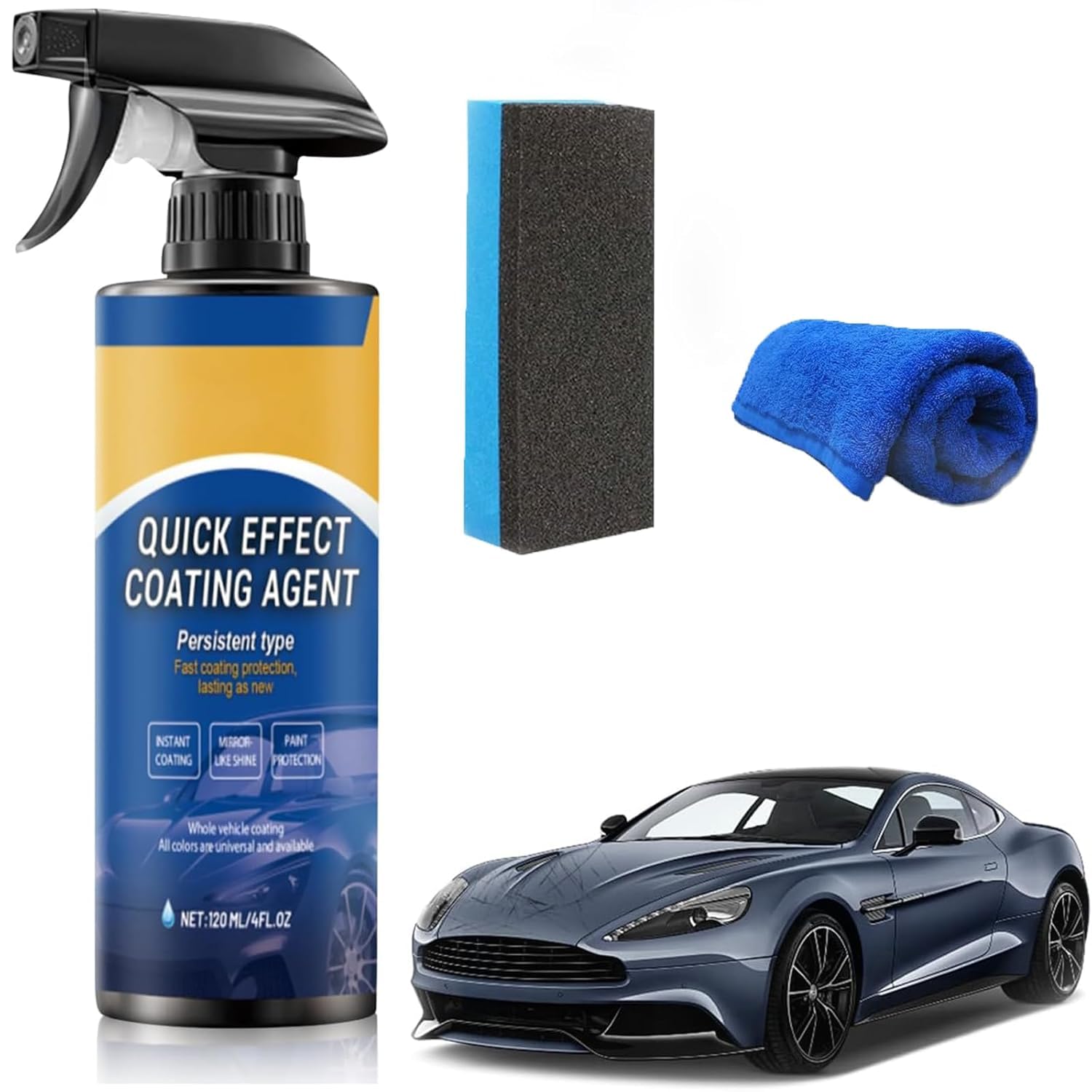 Advanced Car Quick-Acting Coating Agent Spray for Vehicles, Multifunctional Car Restore Spray, Oil Film Emulsion Glass Cleaner, Quickly Coat Cars Wax Polish Sprays Waterless Wash，Waterless Wash 1set