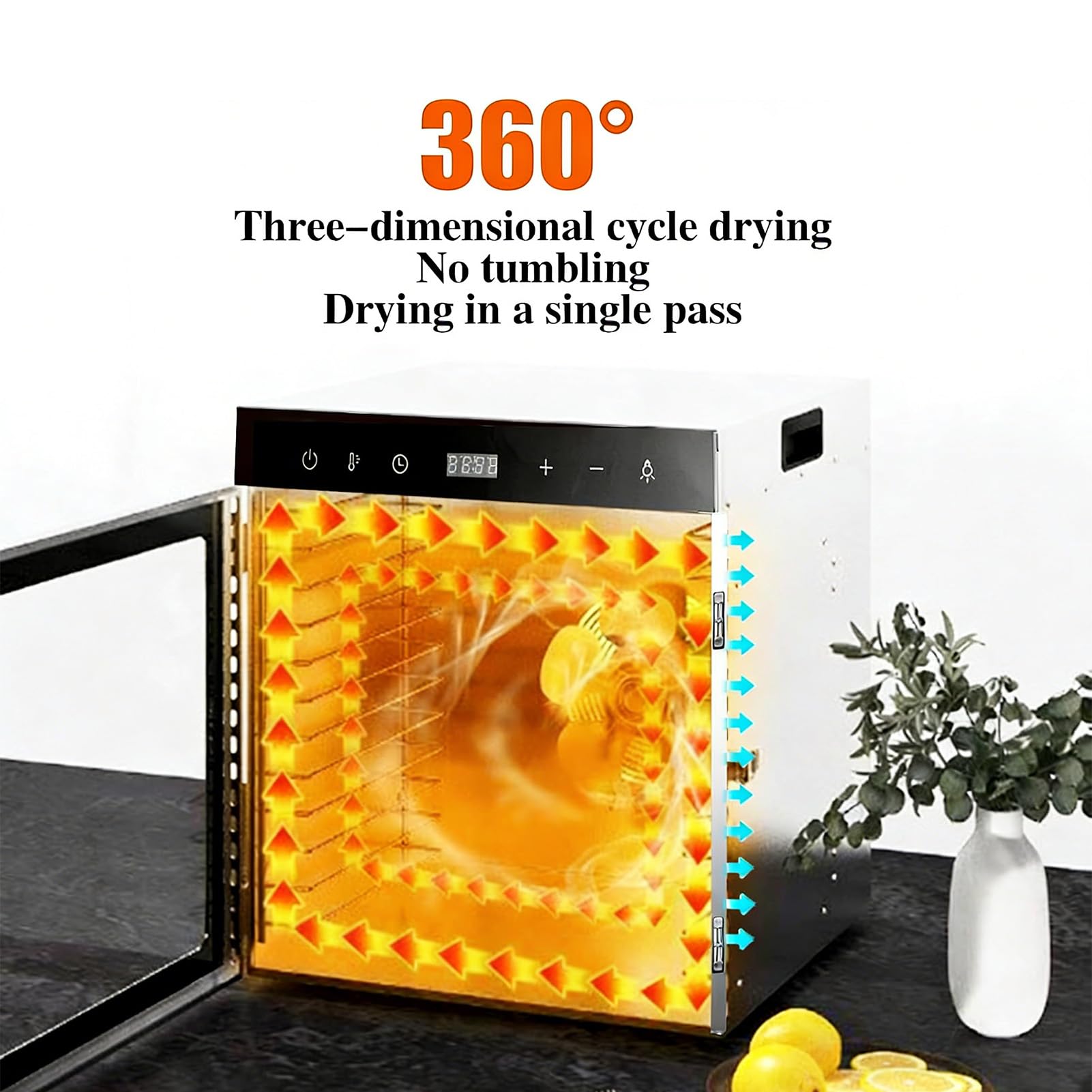 Deshidratador De Alimentos Acero Inoxidable 8/10 Bandejas, Deshidratadora De Frutas, Temperatura Ajustable 30-90℃, Temporizador 24h, Pantalla Led, para Carne, Fruta, Snacks Perros, Hierbas