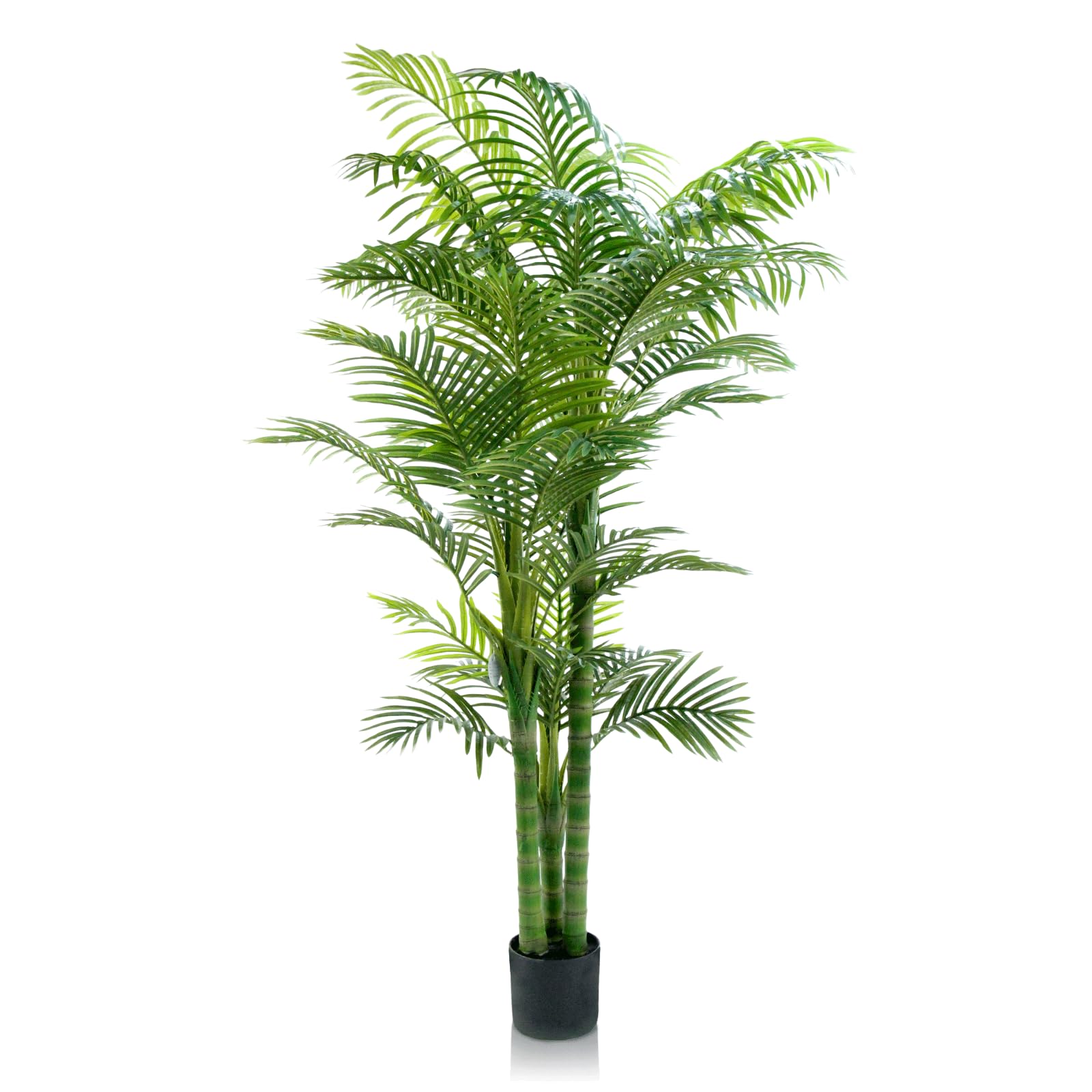 GOVIRAYE 6FT Artificial Palm Tree - Tropical Faux Golden Cane Palm Tree UV Resistant Tall Fake Plant Indoor with Weighted Pot for Living Room Home
