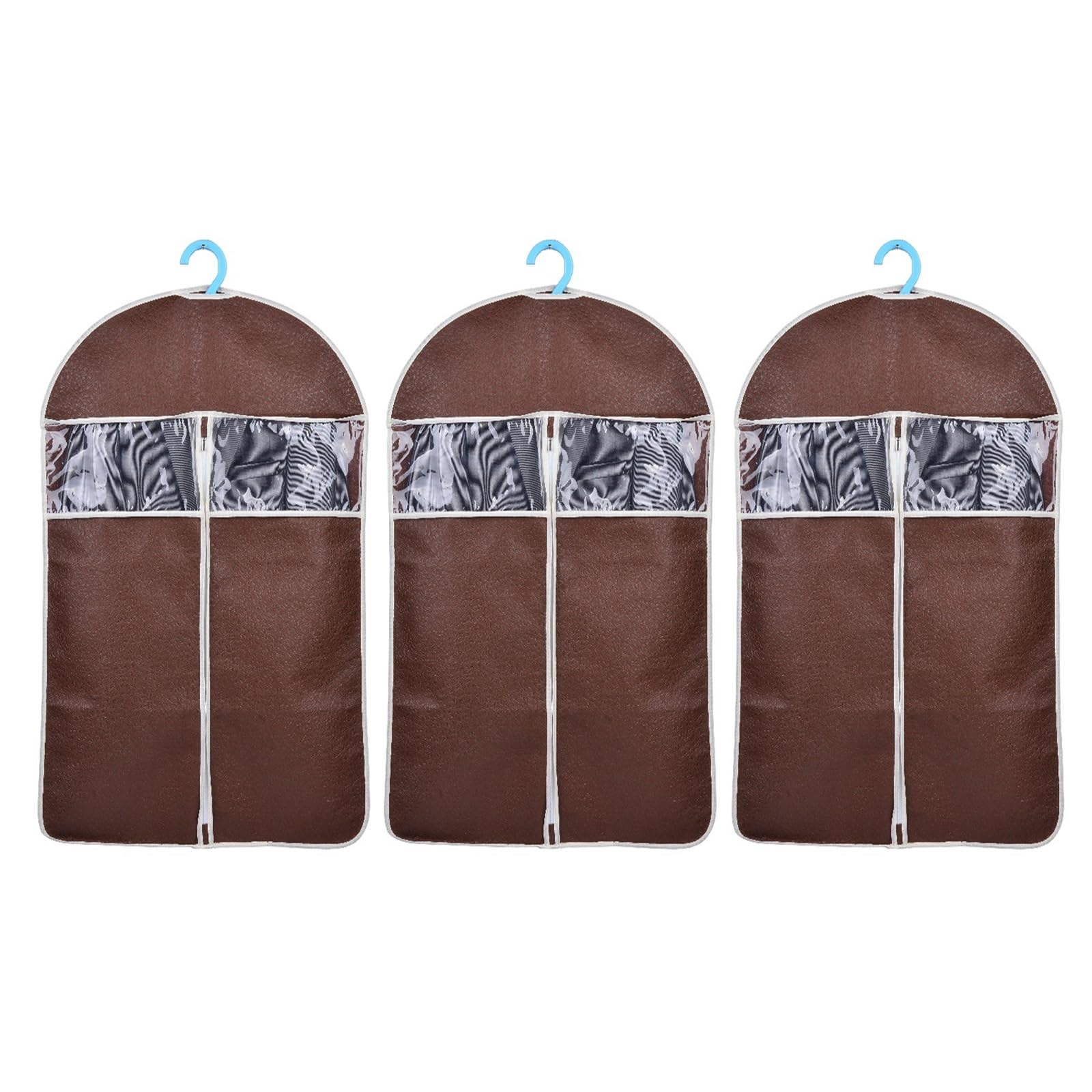 Borsa per abiti, in tessuto non tessuto, con finestra trasparente e cerniera liscia, ideale per giacche corte, abiti, cappotti e piumini