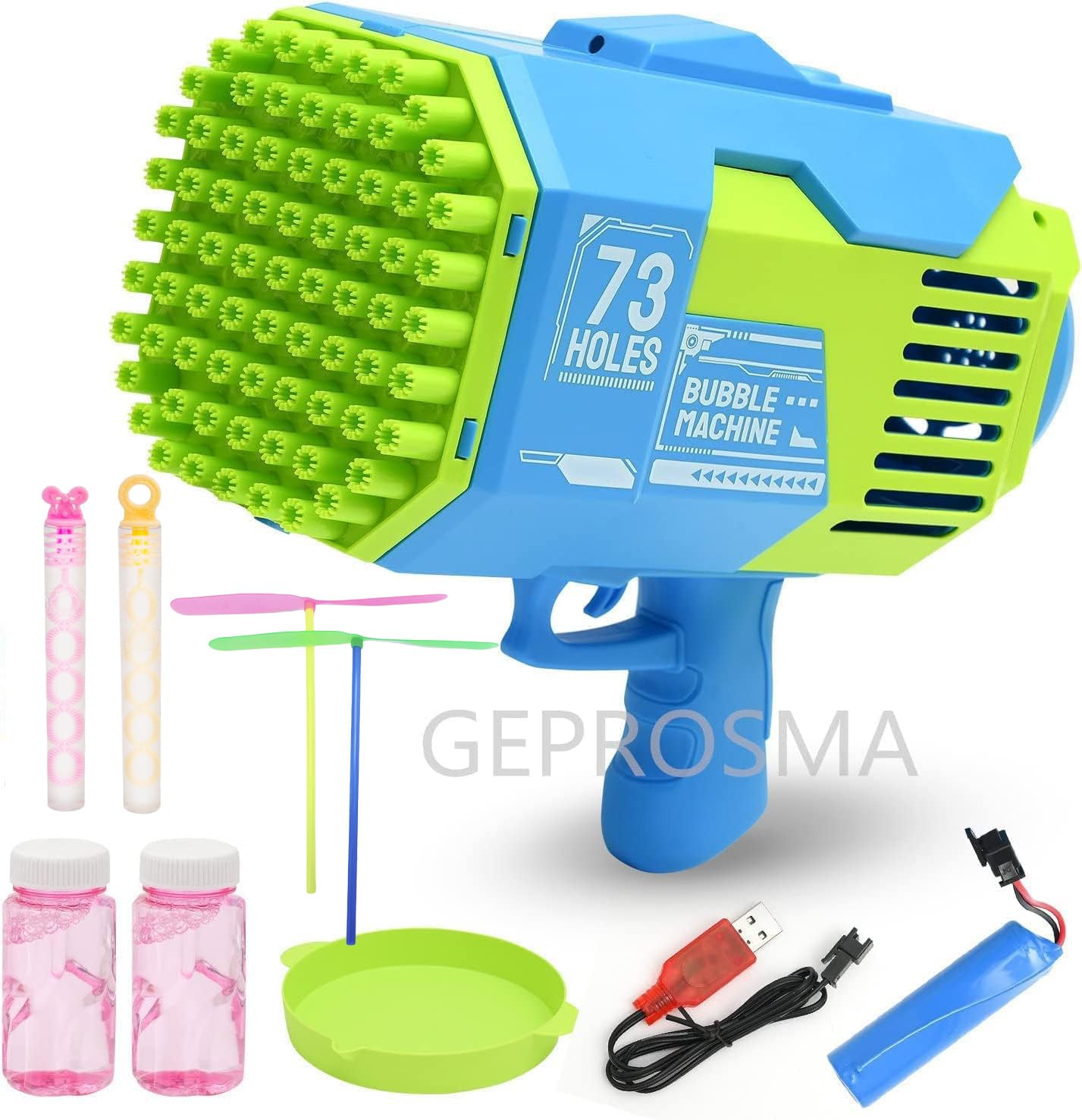 Pistolet a Bulle Electrique Rechargeable/73Trous Bulles Riches/LED,Bazooka Machine a Bulles de Savon Enfant/Adulte/Mariage,Bubble Gun Blaster Machine Automatico Jouet Interieur Exterieur
