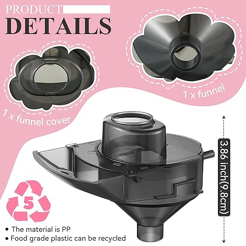 Miniatura 3 de 3 juegos de embudo de repuesto compatibles con Baby Brezza piezas de repuesto para embudo y cubierta dispensador de fórmula para bebés, color gris