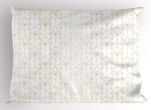 Miniatura 10 de Ambesonne Synthwave Pillow Sham Set of 2, Abstract Contemporary Futuristic Art with Stripes and Galactic Rounds, Quality Microfiber Bedding Item for