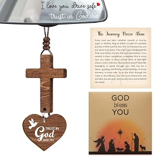 Cross for Car Mirror Hanging Christian Gifts for Men, Women - Scan Phone for Daily Bible Verse Car Rearview Decor Accessories, Cross decals for cars