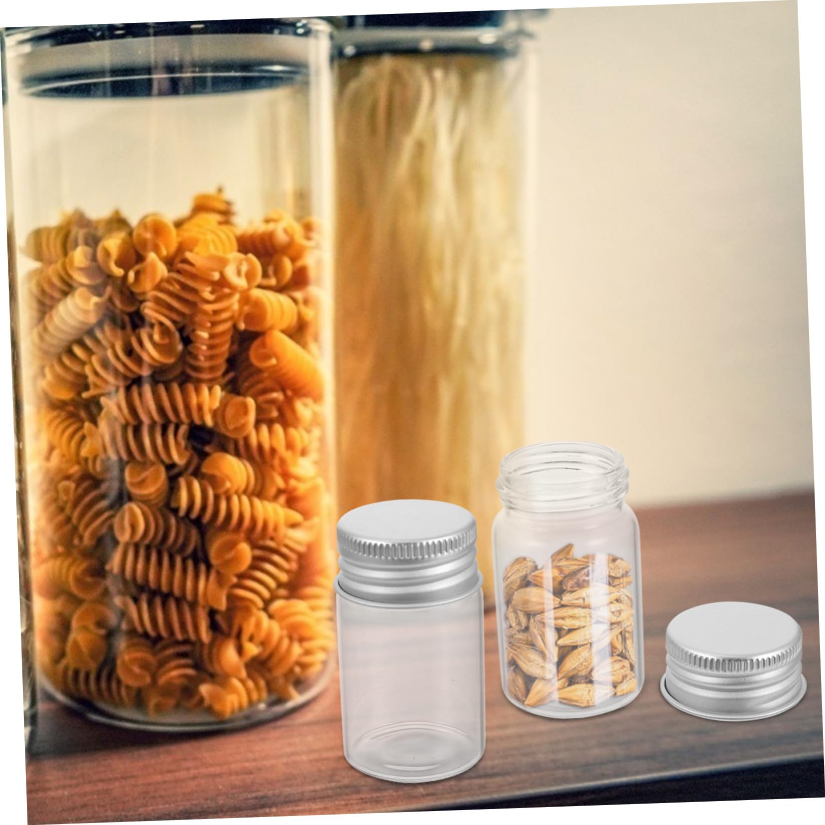Cabilock Botellas de Vidrio Material Sintético, Fáciles de Transportar 20ml 50piezas con Tapa para Experimentación para Almacenamiento de Muestras en Laboratorio