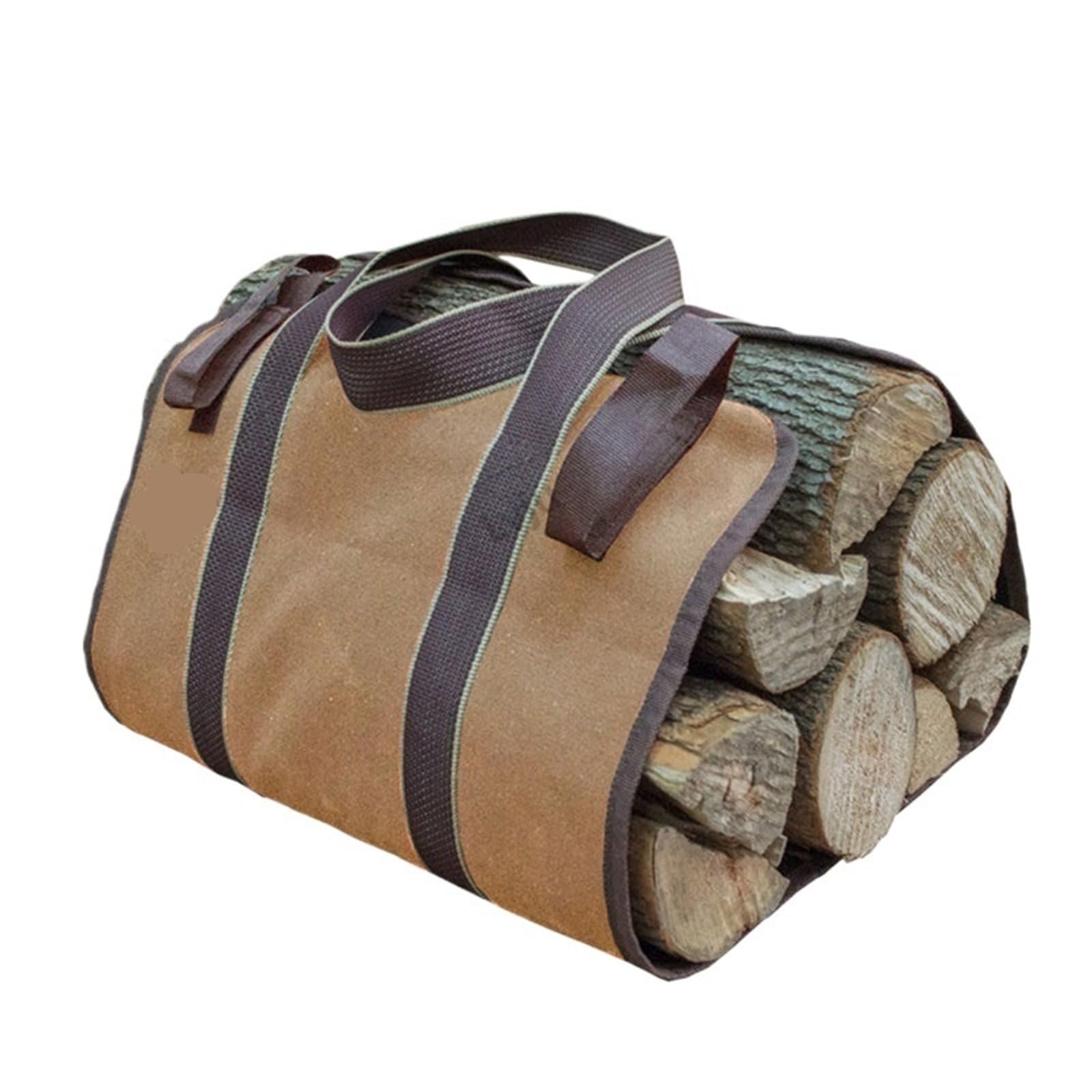 Canvas Firewood Wood Carrier Bag Log Camping Outdoor Holder Carry Storage Wooden For Wood(Khaki)