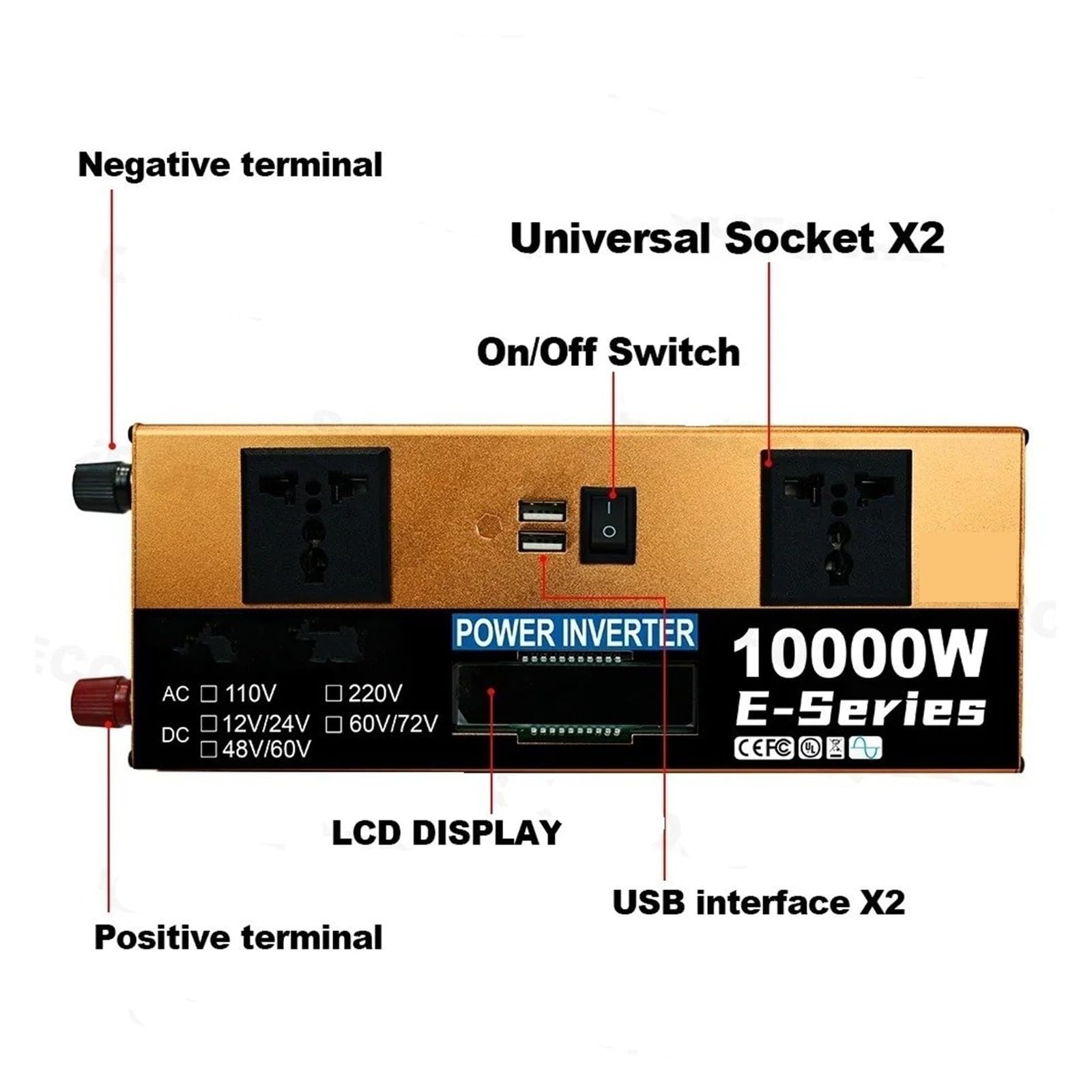 Converter Invertitore Kit Completo Solare 10000W Dual12V/24V 110V/220V100A Controller Pannello 800W Off-Grid Inverter Backup Domestico/campeggio(110V solar kit)