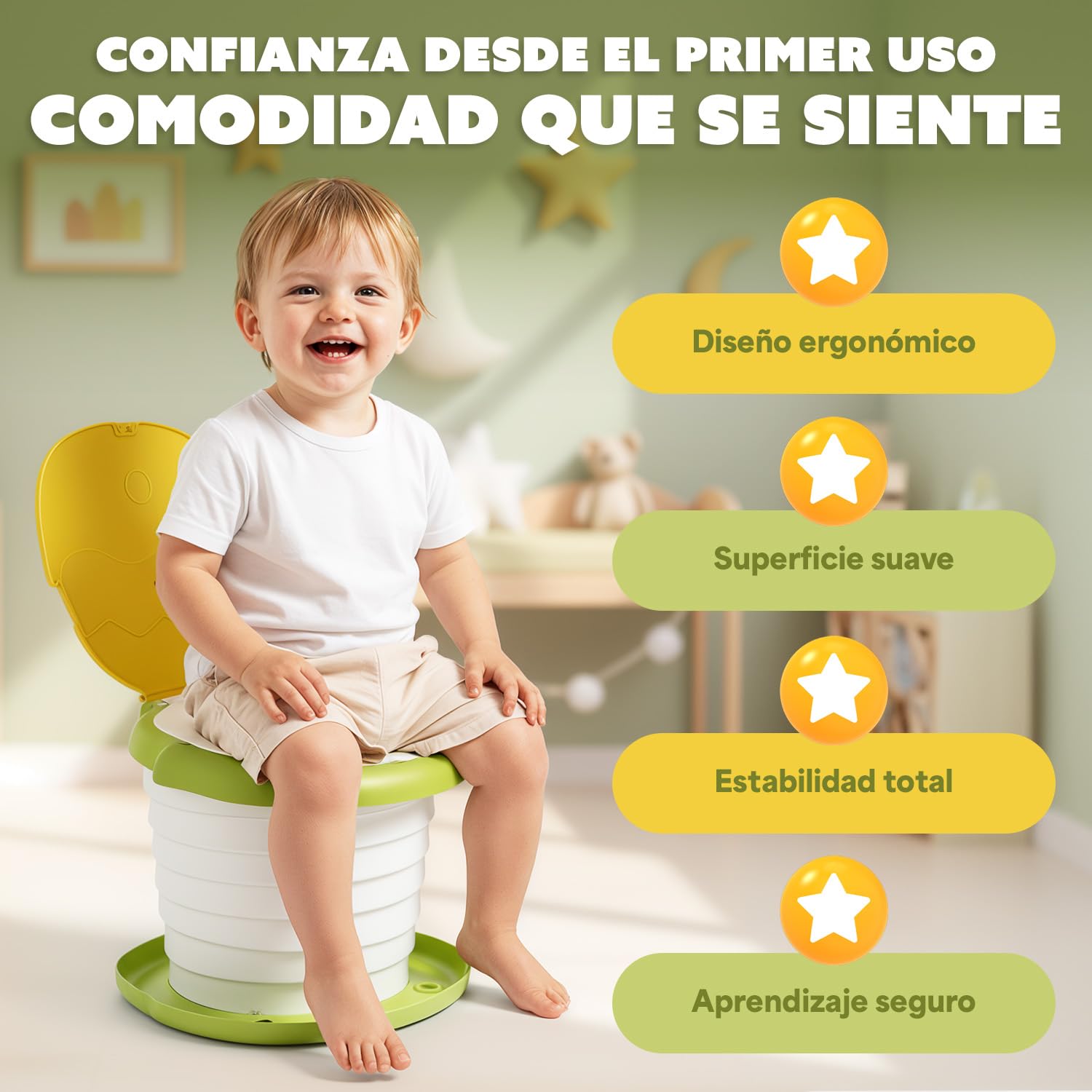 Indiluc Orinales Infantiles Plegable y Portátil – Orinal Bebe seguro y cómodo, Vater para Niños estable hasta 50 kg, antideslizante para aprendizaje del baño en casa y viajes — view 5