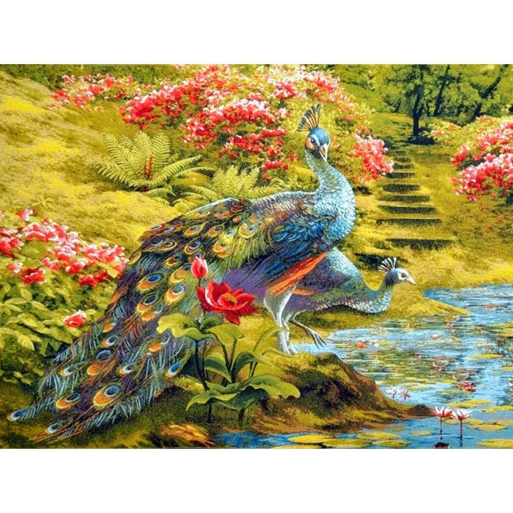 Diamant peinture paon complet grand format 70x150 cm pour idée cadeau originale
