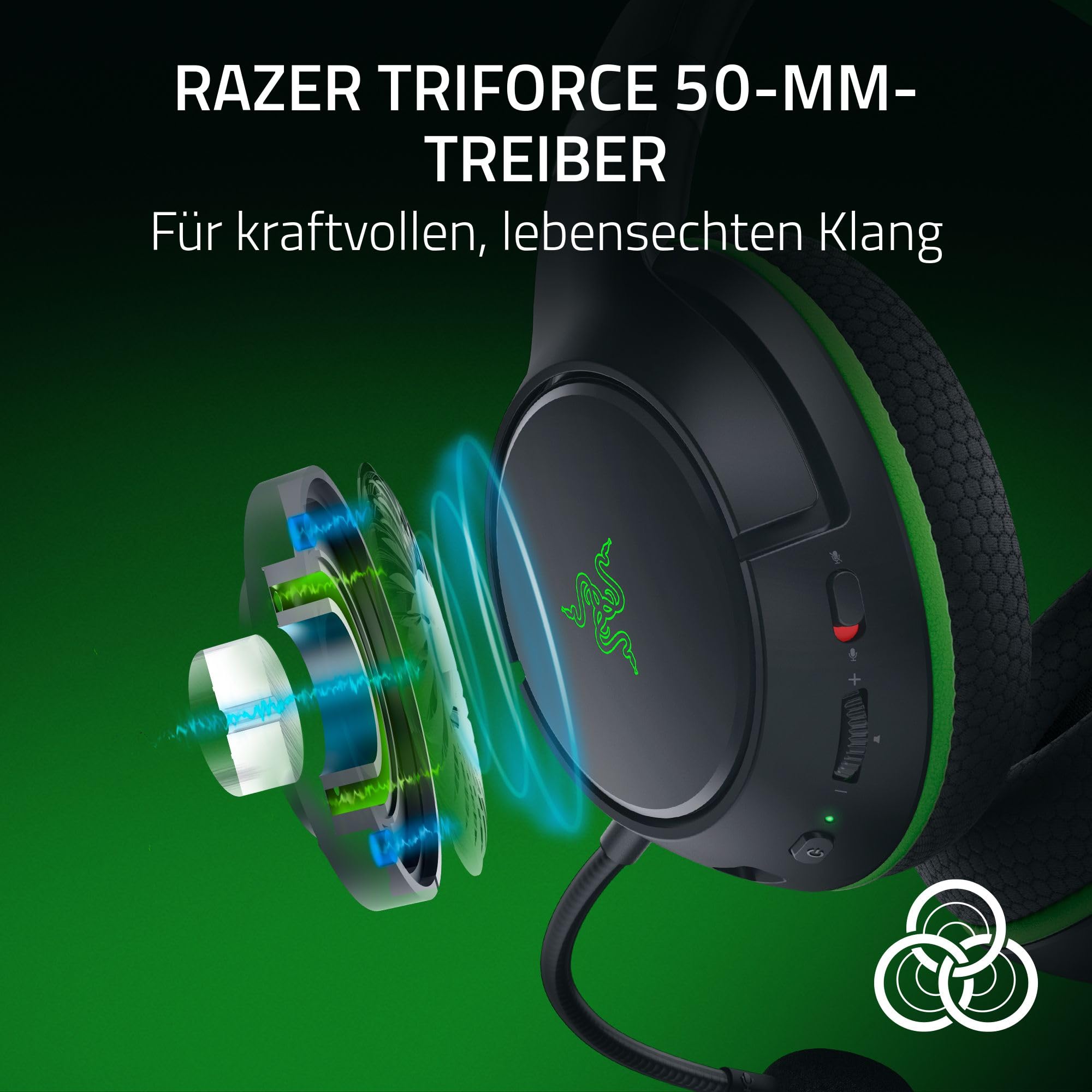 Razer Kaira HyperSpeed - Kabelloses Multiplattform-Gaming-Headset für Xbox (HyperSpeed Wireless, Triforce 50-mm-Treiber, HyperClear Kardioiden-Mik, FlowKnit Memory Foam Ohrpolster) Schwarz