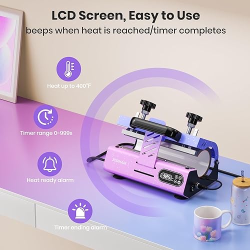 Miniatura 4 de JESIMAIK Máquina de prensa de calor para vasos con reglas de presión para vasos de vidrio en blanco de sublimación de 20 a 30 onzas, prensa de tazas