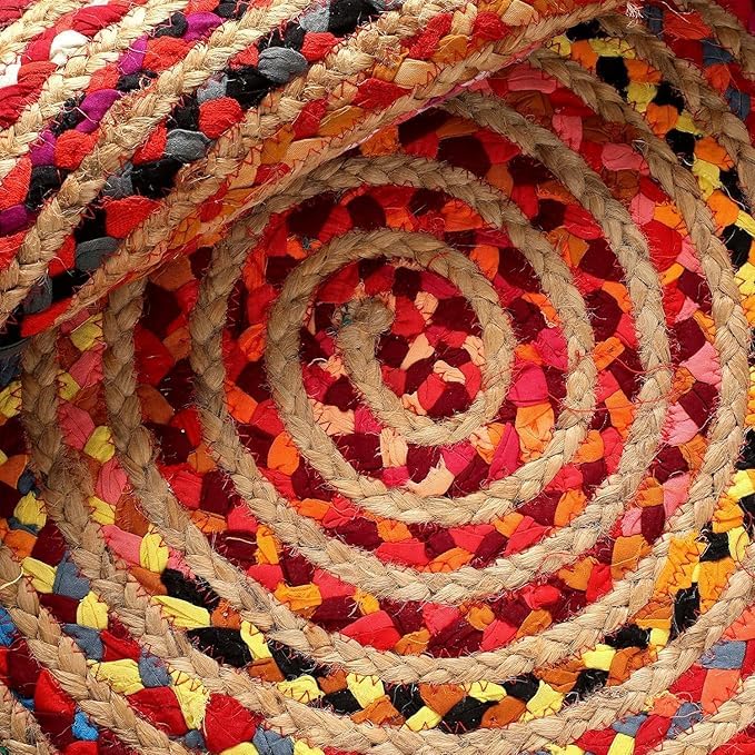 Tapete ovalado de yute y algodón 6' x 9' miniatura 3