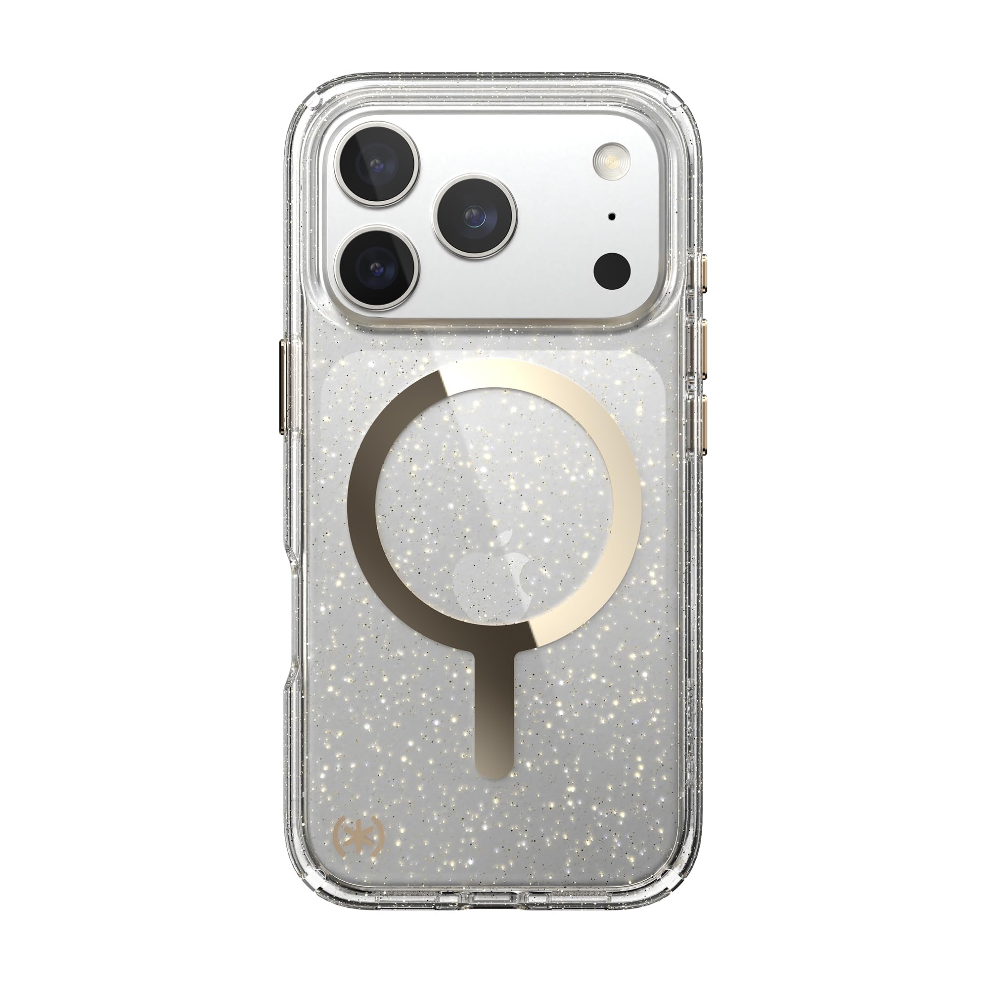 Speck Presidio LUX - Custodia protettiva sottile per iPhone 17 Pro, compatibile con MagSafe, glitterata/oro metallizzato