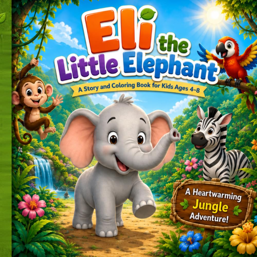 Eli the Little Elephant: A Story and Coloring Book for Kids