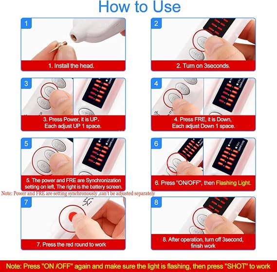 5 Levels Plasma Pen Anti-Wrinkle Tattoo Mole Removal Micro Machine Skin Tag Freckle Wart Dark Spot Remover for Home and Beauty Salon, LCD Screen Display, 3 Model Head Needle,Silver