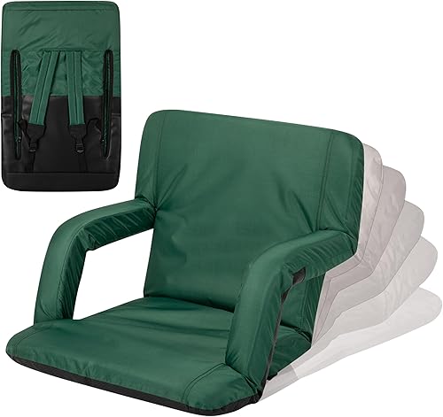 PICNIC TIME Ventura Asiento portátil reclinable de estadio con soporte de respaldo, sillas plegables de grada con respaldo y cojín, asiento de