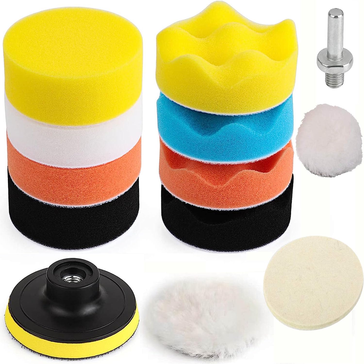DIY Crafts Polisher M10/14 Drill Adapter Car Polish Sponge Wheel Kit Car Wash Cleaning Tools Cleaning Kits 2inch-7inch, 3", 6 Piece Kit (Multicolor)-image-14