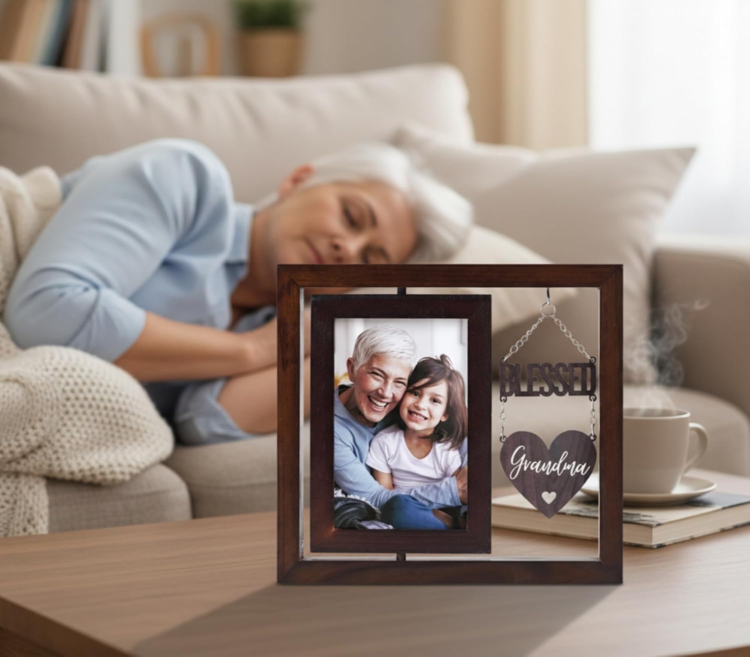 InnoBeta Grandma Gifts from Grandchildren, Blessed Grandma Photo Frame, Mother's Day, Christmas, Birthday Gifts, Rotating 6R Picture Frame - Image 2