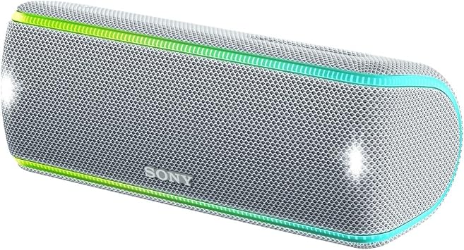 Sony SRS-XB31 W Wireless Portable Speaker, Waterproof, Dustproof, Rustproof, Bluetooth, Dedicated Smartphone App Compatible, Built-in Lighting, 2018 Model, White