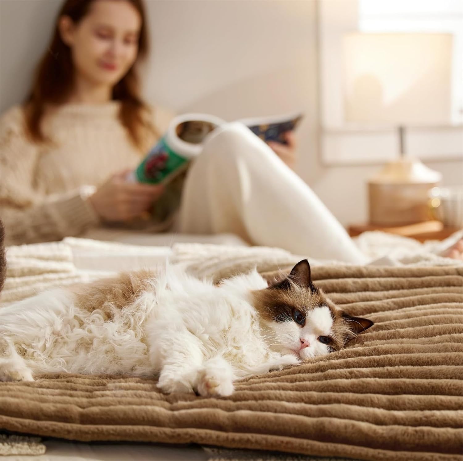 Cat Bed, Self Warming Pet Mat, Reflects Body Heat, Warming Pet Mat-Soft Washable, Scratch-Resistant Without Electricity All Day (Dark Gray,XL(104 * 73cm))