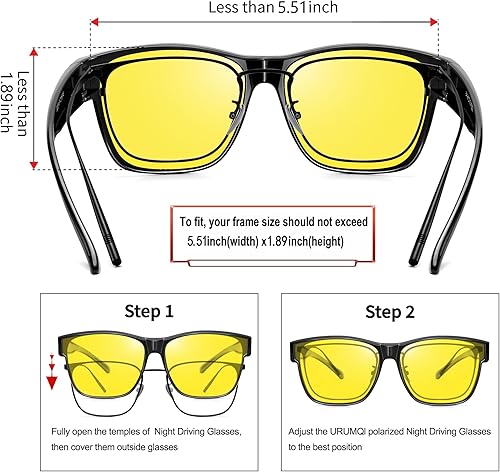 Miniatura 3 de URUMQI Gafas de conducción de visión nocturna para hombres y mujeres, lentes polarizadas antirreflejos, lentes amarillas