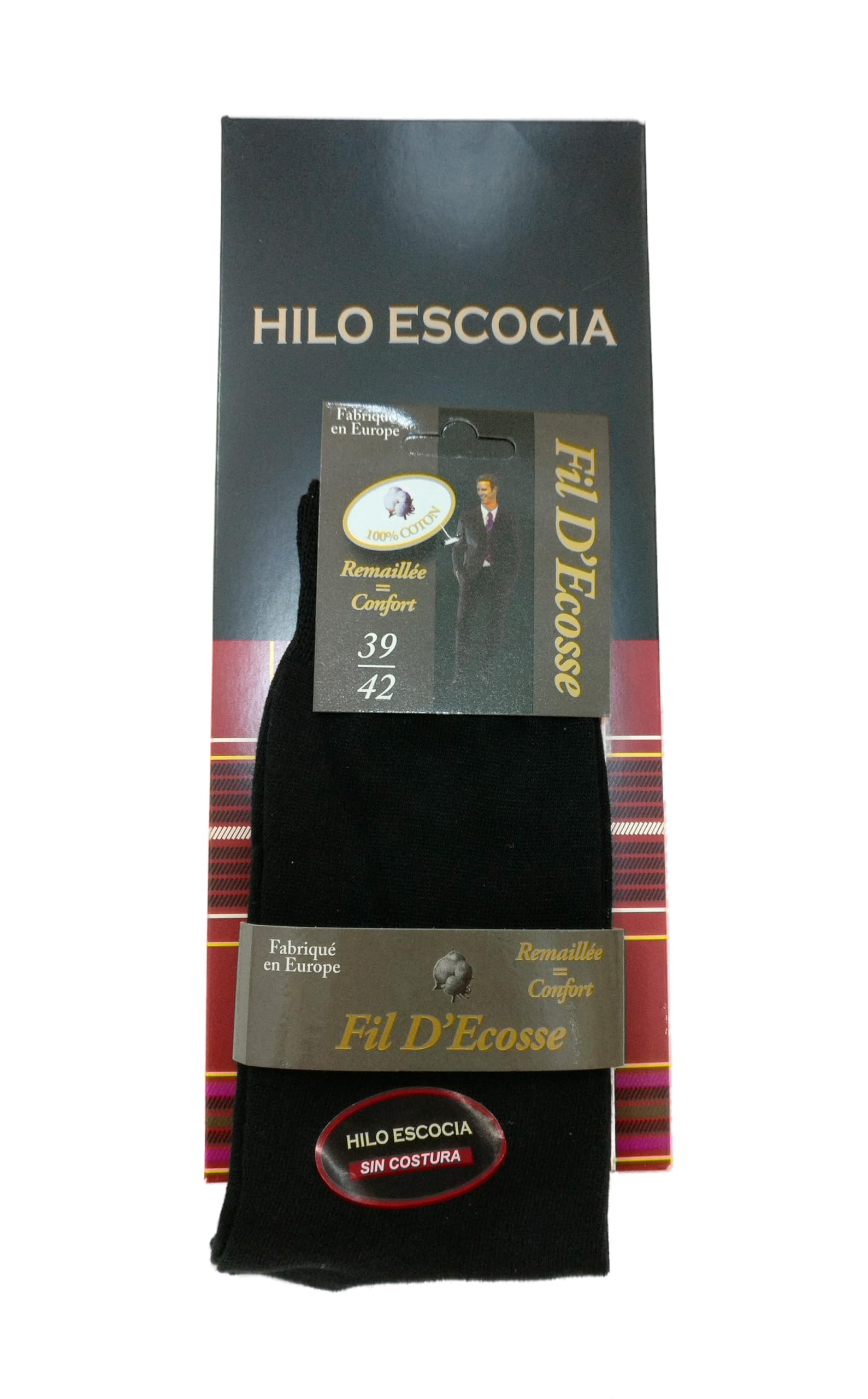 Generic Fil D'Ecosse Pack 6 pares Calcetines hilo de escocia, Calcetines ejecutivos hombre, Calcetines hombre vestir 100% algodón, Talla M (39-42) y Talla L (43-46)
