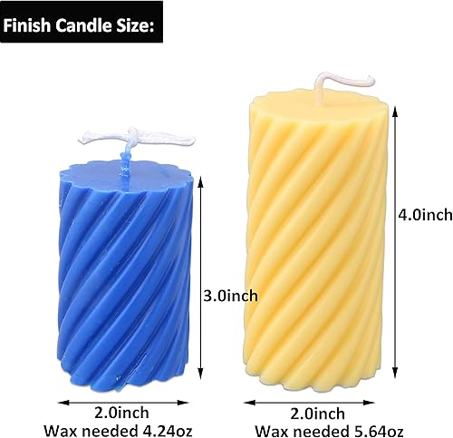 Miniatura 4 de MILIVIXAY 2 moldes de vela en forma de espiral, moldes de vela de pilar para hacer velas, incluyendo mechas de 60 pies, 50 calcomanías de mecha, 1