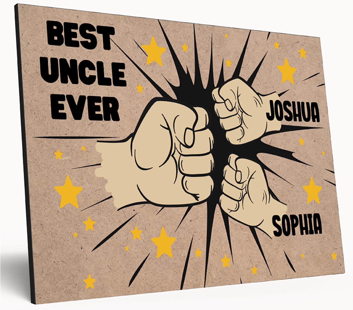 Personalised Fist Bump Sign Custom Wooden Print A4 Plaque Fun Gift Sign for Dad, Grandad, Uncle Wall Art Desk Office Home Décor