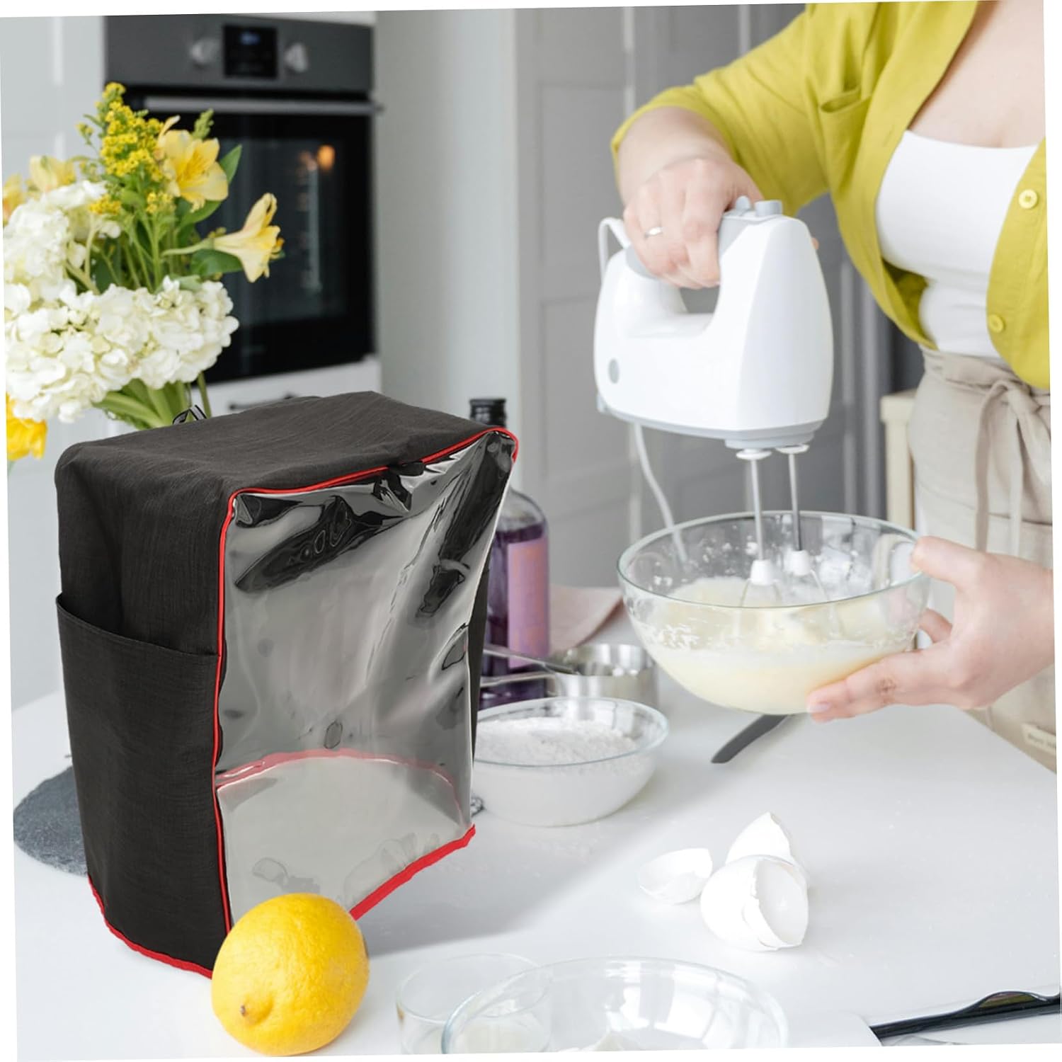 Kitchen Stand Mixer Cover Dustproof Protective Sleeve with Loop and Pocket Clear Window Oxford Cloth Tpu Material Fits Standard Stand Mixers Maker and Toaster Storage Machine