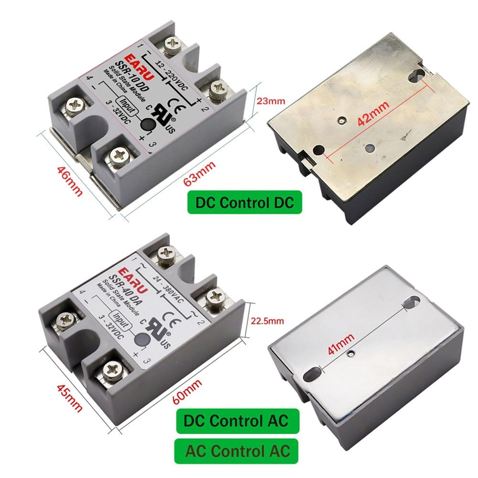 1 Uds SSR-25DA SSR-40DA SSR-25AA SSR-40AA SSR-40DD SSR 10A 25A 40A DD DA AA módulo de relé de estado sólido for Control de temperatura PID(DD,SSR-40A)