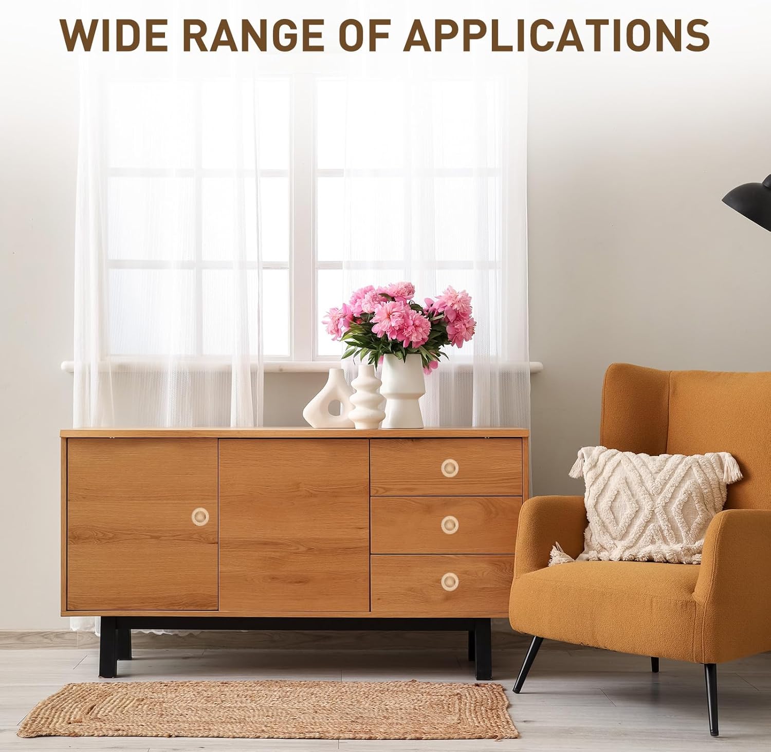 uxcell 8pcs Wood Recessed Concealed Handle 1.65"x0.47" Embedded Design Round Painted Sliding Door Pulls Handles for Sliding Barn Bypass Doors Wardrobe Drawer